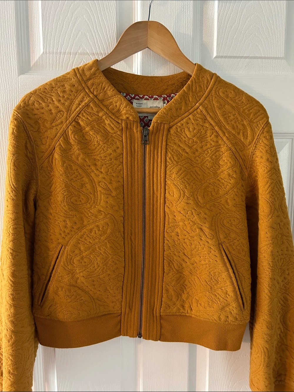 Anthropologie Mustard Quilted Bomber Jacket